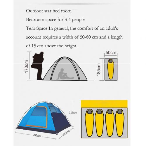  SHARESUN Outdoor Camping Tent, Fully Automatic Double Door Double Door Rainproof Breathable UV Field Dome Tentage 3-4 People, Travel Beach Garden Wigwam, 220200125CM, Blue