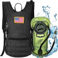 SHARKMOUTH Hydration Pack, Tactical Molle Hydration Pack Backpack 900D with 2L BPA Free Hydration Water Bladder, Military Daypack for Running, Hiking, Cycling, Climbing, Hunting &W