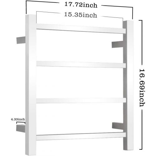  SHARNDY Towel Warmers Heated Towel Rail Square Bars ETW13-2A Towel Warmer for Bathroom Polish Chrome