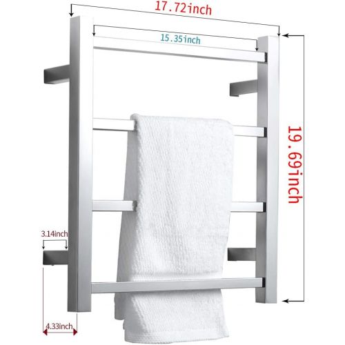  SHARNDY Towel Warmers Heated Towel Rail Square Bars ETW13-2A Towel Warmer for Bathroom Polish Chrome