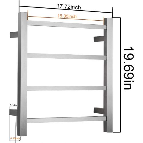  SHARNDY Towel Warmers Heated Towel Rail Square Bars ETW13-2A Towel Warmer for Bathroom Polish Chrome