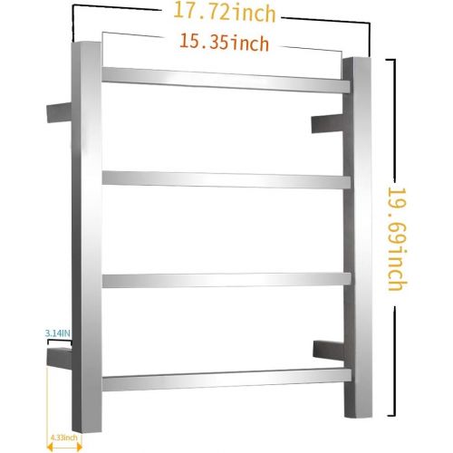  SHARNDY Towel Warmers Heated Towel Rail Square Bars ETW13-2A Towel Warmer for Bathroom Polish Chrome