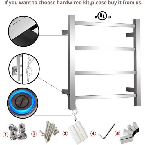  SHARNDY Towel Warmers Heated Towel Rail Square Bars ETW13-2A Towel Warmer for Bathroom Polish Chrome