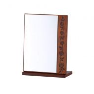 SHARON-Mirror Simple Solid Wood Carved Foldable Desktop Vanity Mirror with Adjustable Angle of 90~180°, Suitable for Bathroom Dressing Table Bedroom Decoration Countertop, 3 Sizes (Brown) (Size