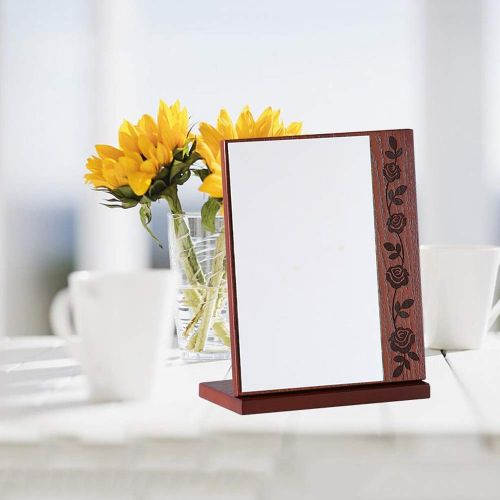  SHARON-Mirror Simple Solid Wood Carved Foldable Desktop Vanity Mirror with Adjustable Angle of 90~180°, Suitable for Bathroom Dressing Table Bedroom Decoration Countertop, 3 Sizes (Brown) (Size