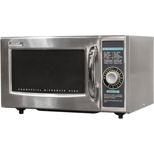  Sharp R-21LCFS Medium-Duty Commercial Microwave Oven with Dial Timer, Stainless Steel, 1000-Watts, 120-Volts, One Size