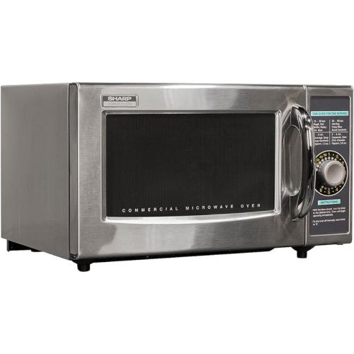  Sharp R-21LCFS Medium-Duty Commercial Microwave Oven with Dial Timer, Stainless Steel, 1000-Watts, 120-Volts, One Size