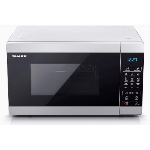  SHARP YC-MG51ES Mikrowelle mit Grillfunktion/Auftauprogramm/ 900 Watt/ 25 Liter/ 11 Leistungsstufen/ECO/Timer-Funktion/Kindersicherung/Inkl. Drehteller, displaysteuerung