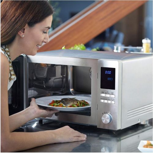  Sharp R922STWE 3-in1 Mikrowelle mit Grill und Heissluft / 32 L / 1000 W / 1100 W Infrarotgrill / 2500 W Heissluft / LED-Display / 10 Automatikprogramme / Gewichtgesteuerters Auftauen