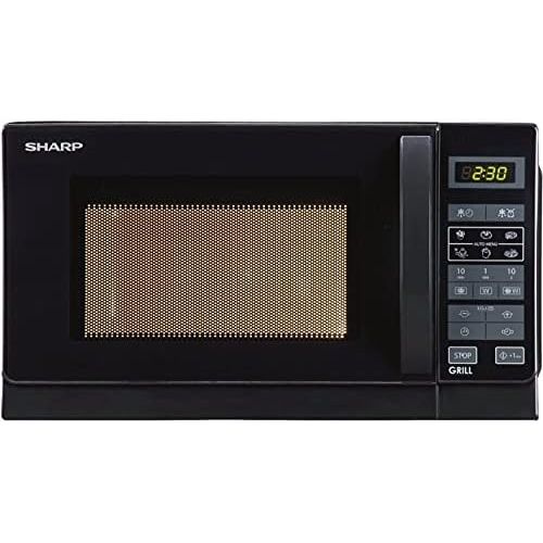  Besuchen Sie den SHARP-Store Sharp R642BKW 2-in-1 Mikrowelle mit Grill / 20 L / 800 W / 1000 W Quarzgrill / 8 Automatikprogramme / Timer / Kindersicherung / Energiesparmodus / Glasdrehteller (25,5 cm) / schwar