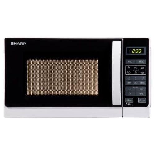  Sharp R642WW 2-in-1 Mikrowelle mit Grill / 20 L / 800 W / 1000 W Quarzgrill / 8 Automatikprogramme / Timer / Kindersicherung / Energiesparmodus / Glasdrehteller (25,5 cm) / weiss