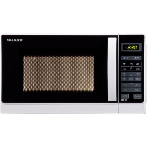  Sharp R642WW 2-in-1 Mikrowelle mit Grill / 20 L / 800 W / 1000 W Quarzgrill / 8 Automatikprogramme / Timer / Kindersicherung / Energiesparmodus / Glasdrehteller (25,5 cm) / weiss