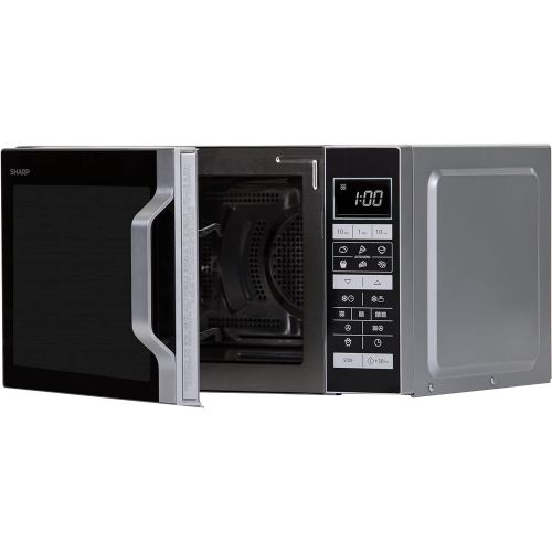  Sharp R-860S 3-in-1 Mikrowelle, Grill und Heissluft / 25 L / 900 W / 49 cm/ Programmautomatik / Gewicht und zeitgesteuertes Auftauen / edelstahl