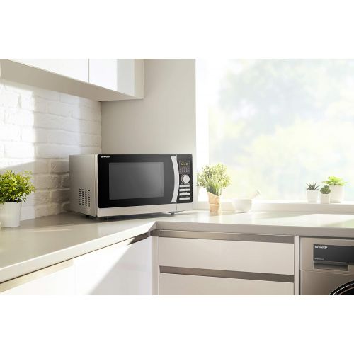  Sharp R843INW 4-in-1 Mikrowelle mit Heissluft, Grill und Konvektion / 25 L / 800 W / 1000 W Infrarotgrill / 2500 Konvection / 10 Automatikprogramme / Pizza-Programm / Metalldrehtell