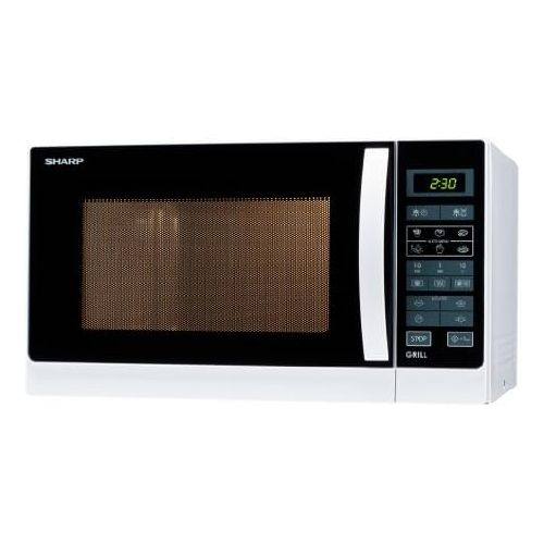  Sharp R742WW 2-in-1 Mikrowelle mit Grill / 25 L / 900 W / 1000 W Grill / LED-Display / 8 Automatikprogramme / Gewichtgesteuertes Auftauen / Kindersicherung / Energiesparmodus / hoh