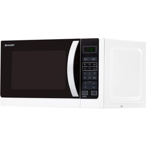  Sharp R742WW 2-in-1 Mikrowelle mit Grill / 25 L / 900 W / 1000 W Grill / LED-Display / 8 Automatikprogramme / Gewichtgesteuertes Auftauen / Kindersicherung / Energiesparmodus / hoh