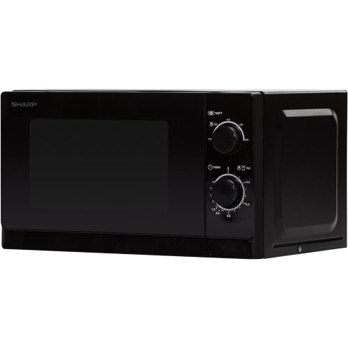  Sharp R200BKW Solo-Mikrowelle / 20 L / 800 W / 5 Leistungsstufen / Timer von 35 Minuten bis 00 Sekunden / gewichtgesteuertes Auftauen / Energiesparmodus / Glasdrehteller (25,5 cm)