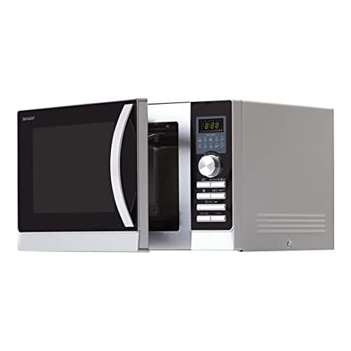  [아마존베스트]Sharp R843INW 3-in-1 microwave with hot air, grill and convection / 25 L / 800 W / 1000 W grill / 2500 convection / 10 automatic programs / pizza program / metal turntable (30 cm)