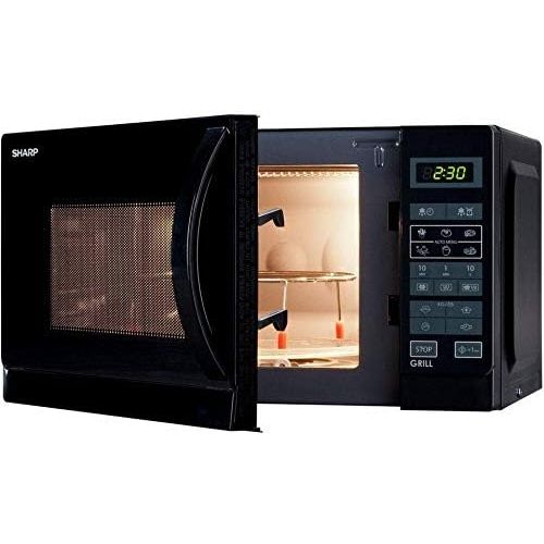  [아마존베스트]Sharp R742BKW 2-in-1 Microwave with Grill / 25L / 900W / 1000W Grill / LED Display / 8 Automatic Programmes / Weight-Controlled Defrosting / Child Safety / Energy Saving Mode / Hig