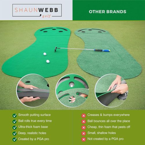  [아마존베스트]Shaun Webbs Signature Putting Green Indoor Mat 9x3 (Designed by PGA Pro & Golf Digest’s Top Teacher) Improve Your Putting Stroke and Lower Scores - Zero Bumps and Creases, Thick &