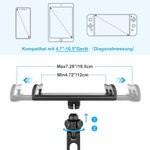  [아마존베스트]Adjustable Tablet Holder Car, Fappen Universal Tablet Holder: Car Headrest Mount for Pad Air Mini 2 3 4, Pad 2018 Pro 9.7, 10.5, Fire Kids 7 10, Kindle, Phone and Tablet with 4.4~1