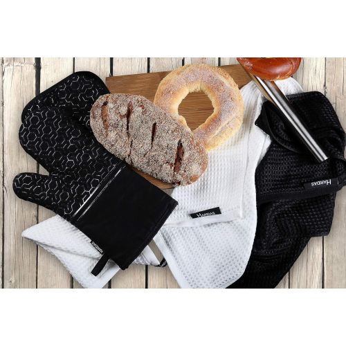  [아마존베스트]SHAWNTOO 10 Piece Set Silicone Oven Mitts and Pot Holder，with Kitchen Towels and Dish Cloths ，500 Degree Heat Resistant Soft Lining Oven Mitts，Quick Drying Dish Towel，for Kitchen Baking BBQ