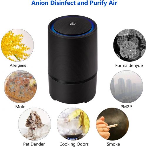  SHD Small Air Purifier for Home Room Office,3 Stage Filtration,True HEPA Air Cleaner for Dust Smoke Dander,Quiet Sleep Mode with Night Light,Dark Grey