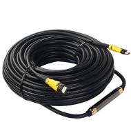 HDMI Cable 100 Feet with Signal Booster SHD 100 HDMI Cord 2.0V Support 4K 3D 1080P for in-Wall Installation CL3 Rated Yellow Color
