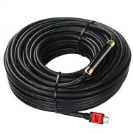 75 Feet HDMI Cable with Signal Booster,SHD 75 HDMI Cord 2.0V Support 4K 3D 1080P for in-Wall Installation CL3 Rated Black Cable and Red Metal Shell