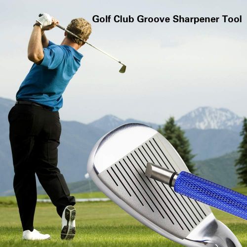  SHEN RONG333 Groove Sharpener，Golf Groove Sharpener，Golf Club Groove Sharpener，Club Sharpener，Groove Sharpening Tool - Generate Optimal Backspin - Suitable for U & V-Grooves（Blue）
