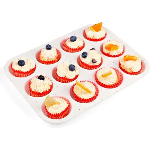  [아마존베스트]Shebaking Silicone Muffin Pan Regular 12 Cups Muffin Tin for Muffin and Cupcakes, Non-stick Bakeware Durable Baking Mold Cupcake Molds BPA Free
