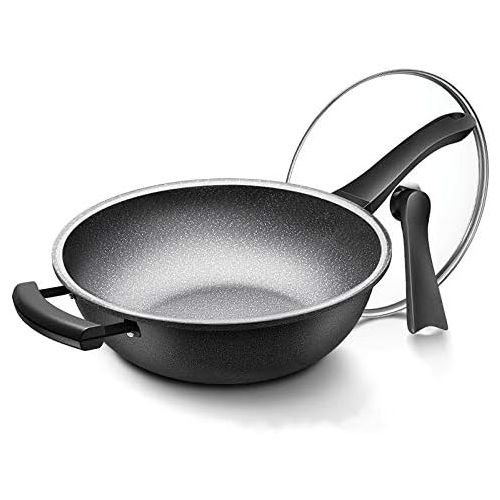  SHFD Maifanshi non stick pan frying pan domestic pan gas induction cooker gas range universal cooker Black/wood grain non stick pan