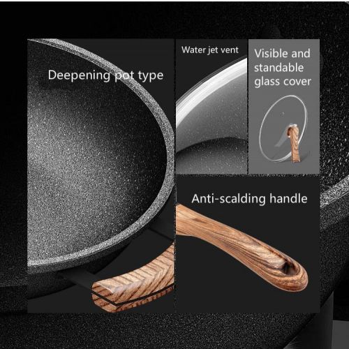  SHFD Maifanshi non stick pan frying pan domestic pan gas induction cooker gas range universal cooker Black/wood grain non stick pan