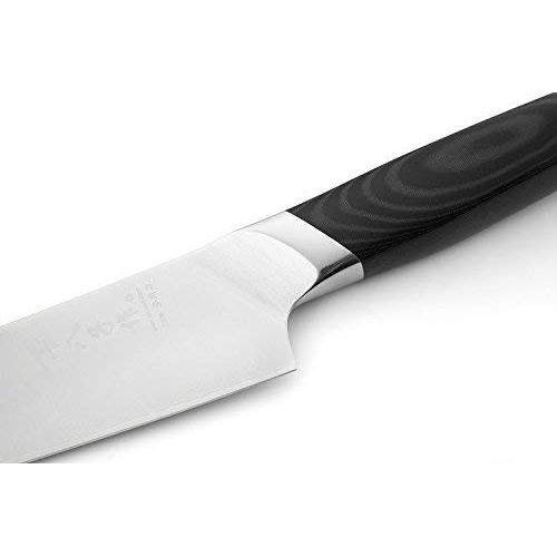  SHI BA ZI ZUO Santoku Knife 7 inch Stainless Steel Vegetable Knife with Ergonomic Handle