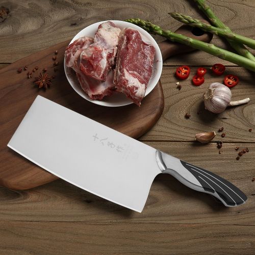  SHI BA ZI ZUO Chinese Kitchen Knife Vegetable Knife Professional Chef Knife with Stainless Steel Full Tang Cast Steel Handle