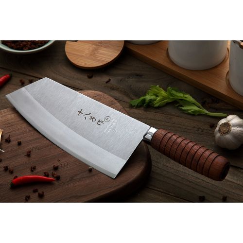  SHI BA ZI ZUO Chef Knife Chinese Cleaver Kitchen Knife Superior Class 7-inch Stainless Steel Knife with Ergonomic Design Comfortable Wooden Handle