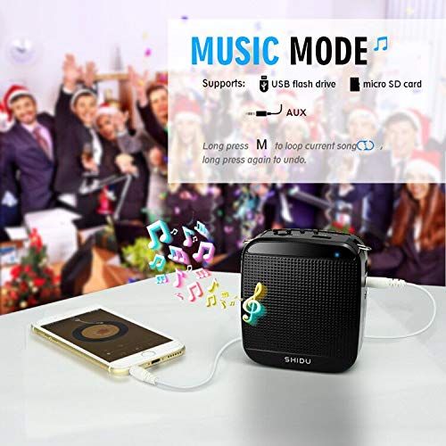  SHIDO Voice Amplifier,SHIDU Wireless Voice Amplifier 2.4G 18W Portable Rechargeable PA System Loudspeaker with Wireless Microphone Headset for Teachers,Singing,Fitness Instructors,Yoga,T