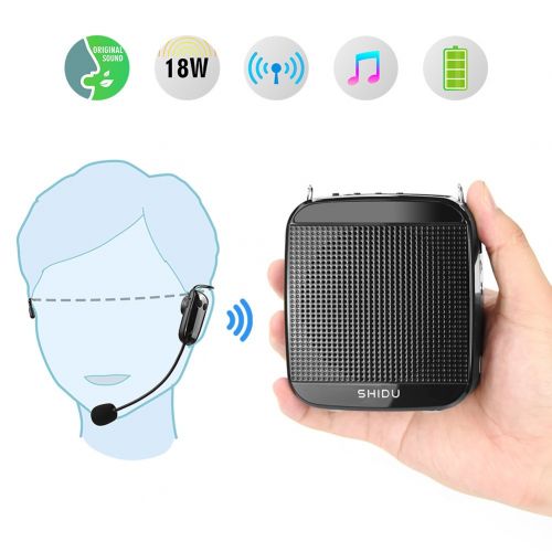  SHIDO Voice Amplifier,SHIDU Wireless Voice Amplifier 2.4G 18W Portable Rechargeable PA System Loudspeaker with Wireless Microphone Headset for Teachers,Singing,Fitness Instructors,Yoga,T