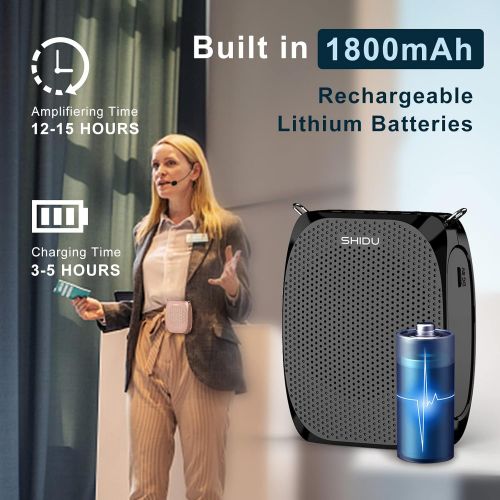  [아마존베스트]Portable Voice Amplifier SHIDU Personal Speaker Microphone Headset Rechargeable Mini Pa System for Teachers Tour Guides Coaches Classroom Singing Yoga Fitness Instructors