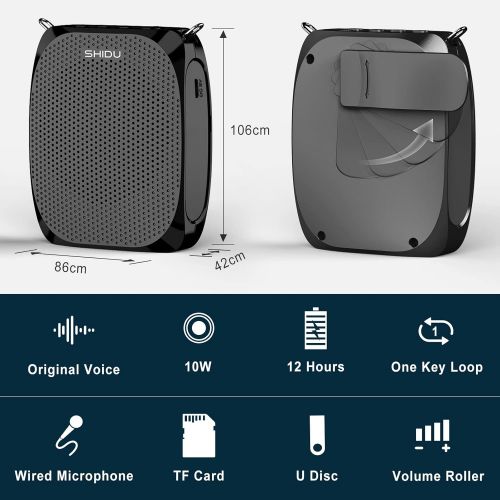  [아마존베스트]Portable Voice Amplifier SHIDU Personal Speaker Microphone Headset Rechargeable Mini Pa System for Teachers Tour Guides Coaches Classroom Singing Yoga Fitness Instructors