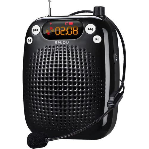  [아마존베스트]SHIDU Mini Microphone Voice Amplifier Portable Rechargeable Loudspeaker, Teacher Wired voice amplifier with headset, microphone voice amplifier headset for class for elderly