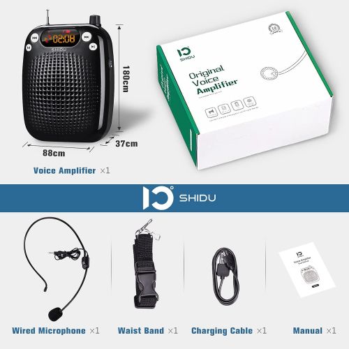  [아마존베스트]SHIDU Mini Microphone Voice Amplifier Portable Rechargeable Loudspeaker, Teacher Wired voice amplifier with headset, microphone voice amplifier headset for class for elderly