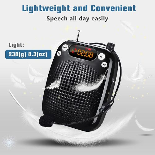  [아마존베스트]SHIDU Mini Microphone Voice Amplifier Portable Rechargeable Loudspeaker, Teacher Wired voice amplifier with headset, microphone voice amplifier headset for class for elderly