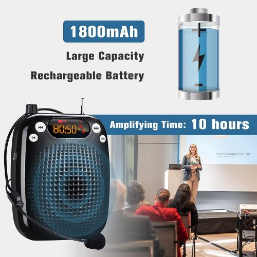  [아마존베스트]SHIDU Mini Microphone Voice Amplifier Portable Rechargeable Loudspeaker, Teacher Wired voice amplifier with headset, microphone voice amplifier headset for class for elderly