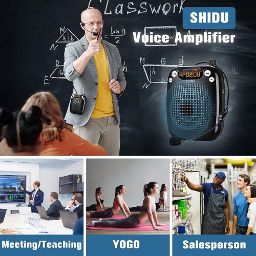  [아마존베스트]SHIDU Mini Microphone Voice Amplifier Portable Rechargeable Loudspeaker, Teacher Wired voice amplifier with headset, microphone voice amplifier headset for class for elderly