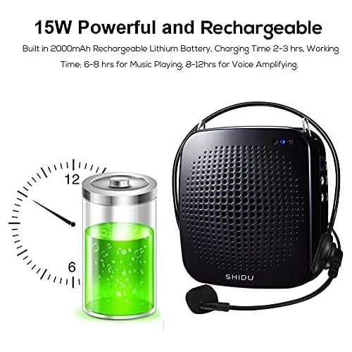  [아마존베스트]SHIDU Voice Amplifier Mini Portable Rechargeable Ultralight Voice Amplifier Speaker with Headset Microphone Megaphone for Teachers Trainers Leads Ones