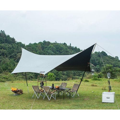  SHIJIANX Camping Tarp Hammock Rain Fly Tent Tarp Outdoor Waterproof UV Protection Canopy Tent Tarp Shelter,Vinyl Coating UPF50+,for Picnic Hiking Outdoors (520x420cm)