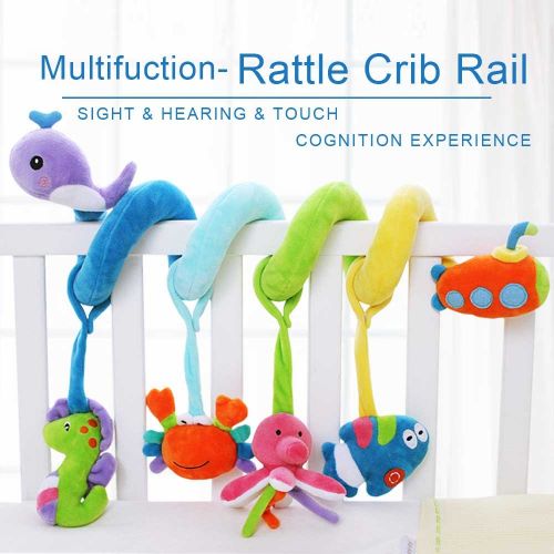  SHILOH Kid Activity Spiral Wrap Around Crib Bed Bassinet Stroller Rail Toy Developmental Plush Soft Toys, Garden