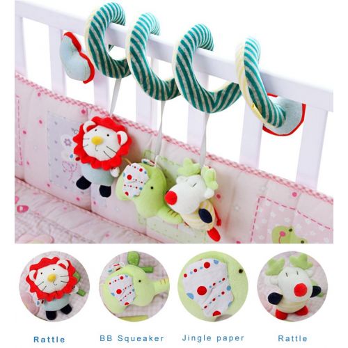  SHILOH Kid Activity Spiral Wrap Around Crib Bed Bassinet Stroller Rail Toy Developmental Plush Soft Toys, Garden