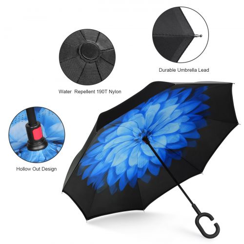  SHINE HAI Windproof Travel Umbrella, Double Canopy Construction, Automatic Open Close One Handed Operation, Compact Lightweight Umbrella Rain Snow